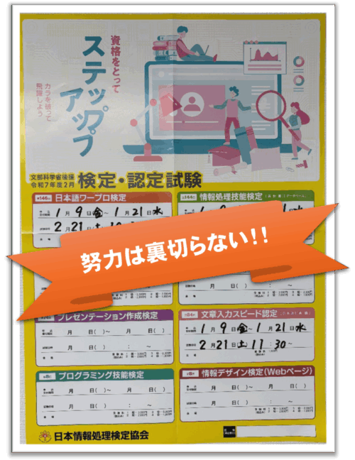 PC検定試験（今期最終回）に向け学習中！～事業所が試験会場！～